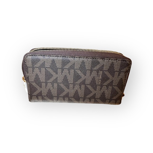 Michael Kors Monogram Zip Around Large Brown Wallet - Picture 3 of 9